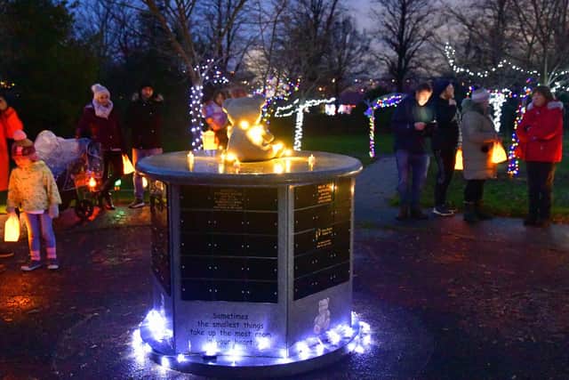 Members of the Chesterfield Sands Starlight Walk group at Boythorpe baby memorial garden on Sunday (picture: Nick Rhodes)