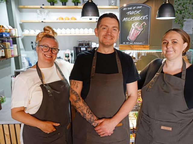 Chef owner Jamie Shorrocks with his employees Charlotte Fraser, left, and Jo Westmoreland.