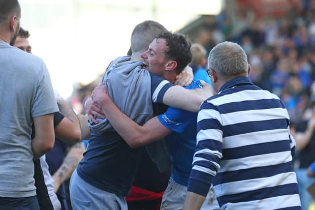 Liam Mandeville was mobbed by fans at the end of the game. Picture: Tina Jenner.