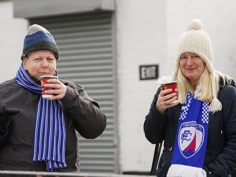 Chesterfield fans before the game at Chorley on 7th March 2020. Who can you spot?