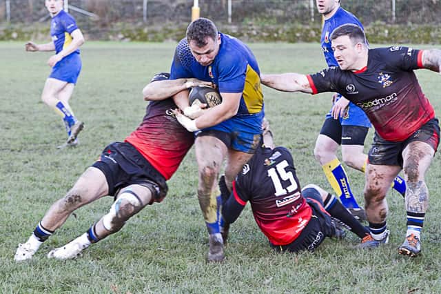 Tom Cruttenden on the charge for Matlock. Photo by Colin Baker.