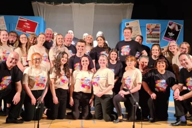 Members of Bolsover Drama Group, with Mick Whitehouse (front row, left) and Chris Peck (front row, right) celebrate its 40th anniversary with a songs from the shows concert this weekend.
