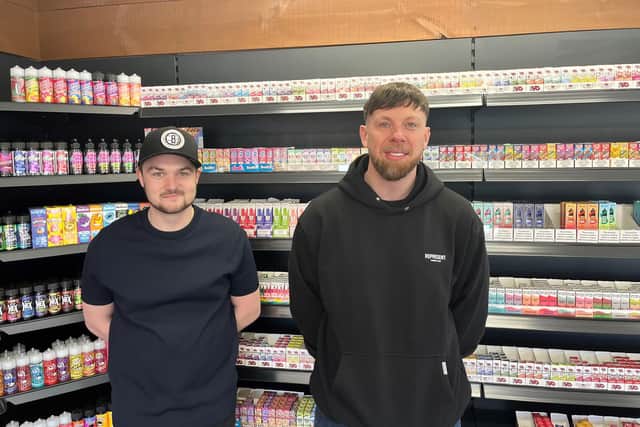 Mark Wilks (right) owner of Only The Vape and sales Will McGinley (left)