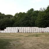 The sandbags built for filming After the Flood in New Mills