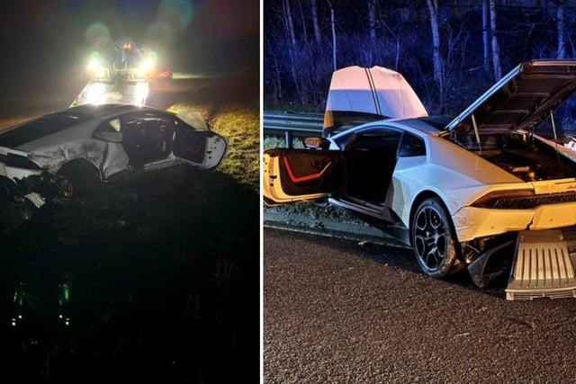 The driver of this Lamborghini Huracán had failed to stop for police in Chesterfield. A woman in her twenties was arrested at the scene and a man in his twenties was arrested soon after on suspicion of driving offences.