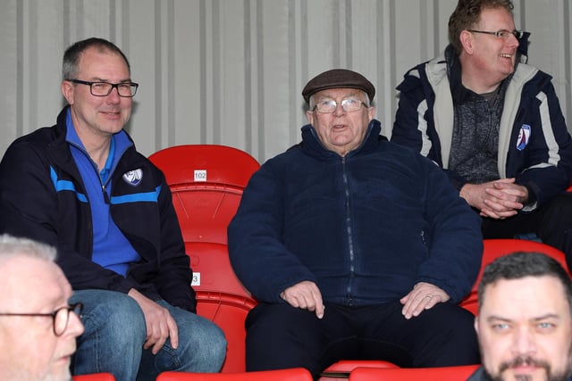 Chesterfield fans at the The Perrys Crabble Stadium for the fixture at Dover in 2019. Do you know anyone pictured?