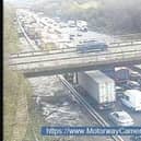 The incident caused significant delays on the M1 today. Credit: www.motorwaycameras.co.uk