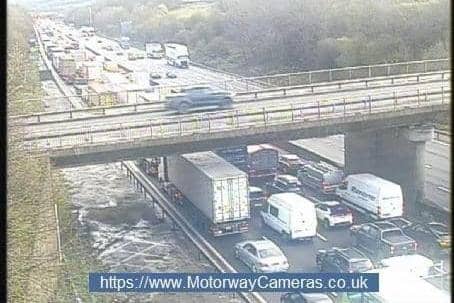 The incident caused significant delays on the M1 today. Credit: www.motorwaycameras.co.uk