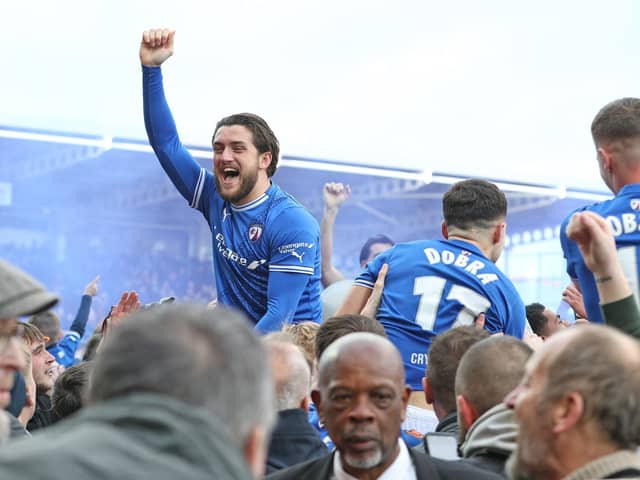 Players and fans came together to celebrate Chesterfeld's return to the Football League.