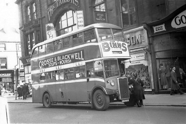 Back to 1954 and a Sunderland Corporation Crossley waits in High Street West for passengers to Red House North. Picture courtesy of local historian Bill Hawkins.