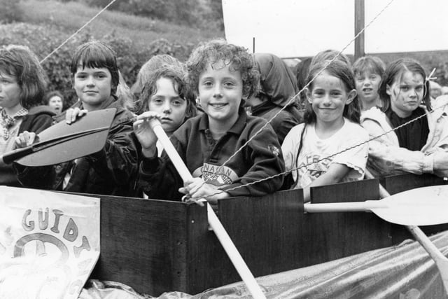 Girl guides in a damp Chapel carnival in 1992