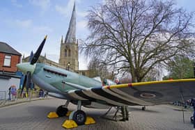 Hanger 42, Lucy MK9 Spitfire outside the Crooked Spire