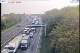Traffic is building up on the M1 after the crash this morning