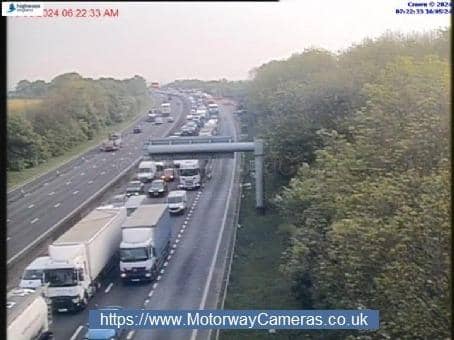 Traffic is building up on the M1 after the crash this morning