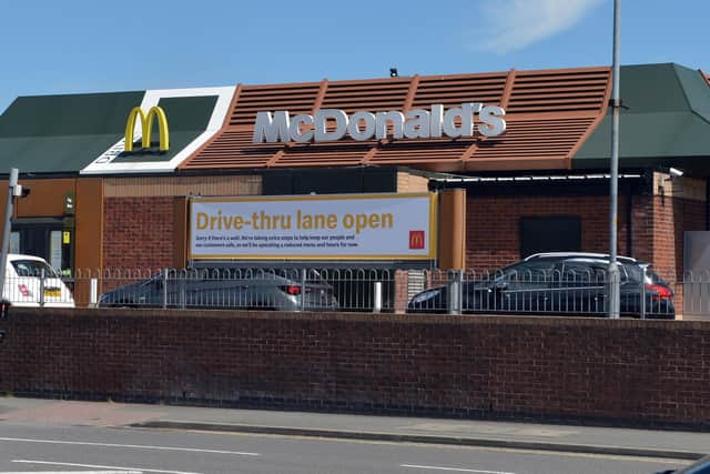 Queues at McDonald's drive-thru in Chesterfield. Pictures and video by Brian Eyre.