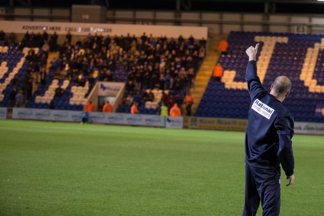 Paul Cook acknowledges the travelling Chesterfield support.