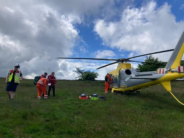 The casualty was airlifted to hospital. Credit: Edale MRT