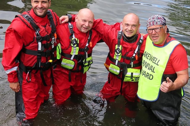 River waders from Bakewell fire station, along with first aiders, lifeguards and marshals helped out at the raft race.