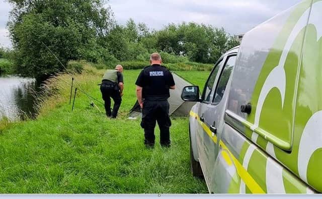 Officers during the crackdown on illegal fishing in Derbyshire