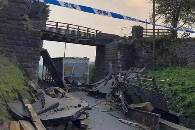 A footbridge seriously damaged by an HGV has been replaced, reopening a stretch of the county’s High Peak Trail. (Credit: Derbyshire County Council)