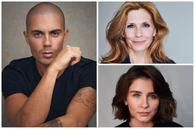 Max George, Samantha Giles and Brooke Vincent, pictured clockwise from left, are the stars lined up for a stage version of The Syndicate, written by Kay Mellor and directed by her daughter Gaynor Faye.