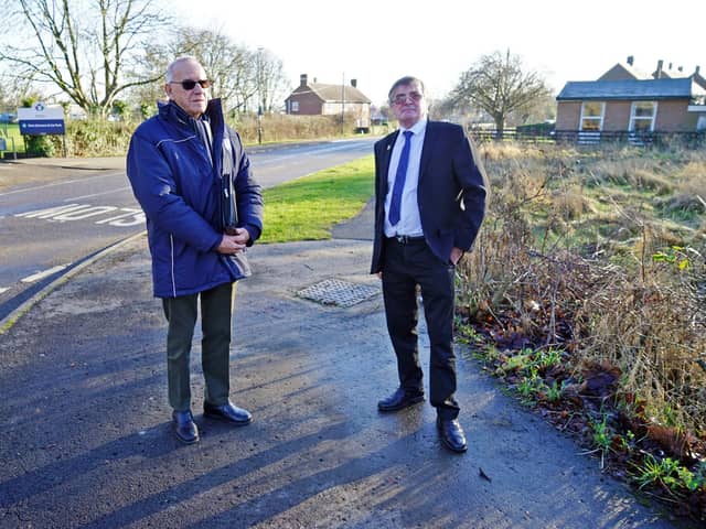 Chesterfield borough councillor Mick Bagshaw, right, and Norman Buck, from NE Derbyshire Methodist Church Circuit, are opposing a 5G mast proposed for Inkersall.