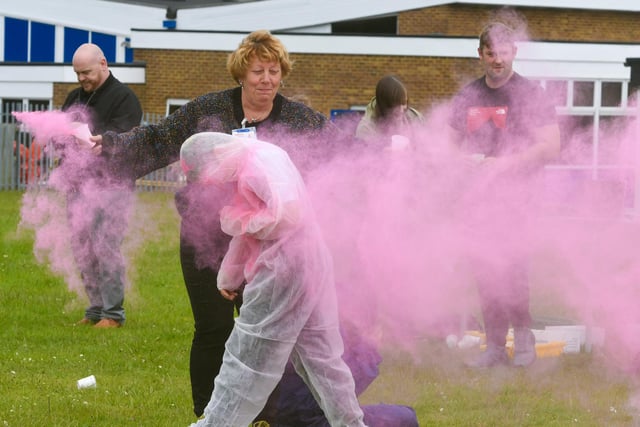 Students at Catcote School took part in a colour run in 2019 as part of a week of challenges raising money for new outdoor learning zone and Miles for Men.