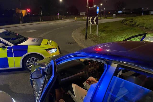 The moment four males who had travelled up to Derbyshire from London to “film a rap video for YouTube” were caught by police