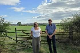 Concerned Derbyshire County Councillors Dawn Taylor And Mark Cliff At The Proposed Site At Whittington, Chesterfield, Which Has Been Identified For A Possible Housing Scheme For 580 Homes On Greenfield Land.