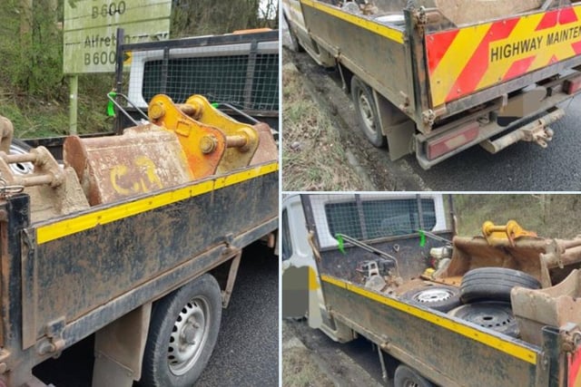 This flatbed van passed was pulled over by police in Alfreton.  Its driver was reported and the vehicle was prohibited until correctly secured.
