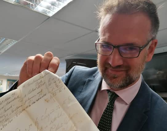 Charles Hanson with Lord Scarsdale letter.