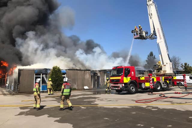 Firefighters tackle the blaze at Herrington Junior School