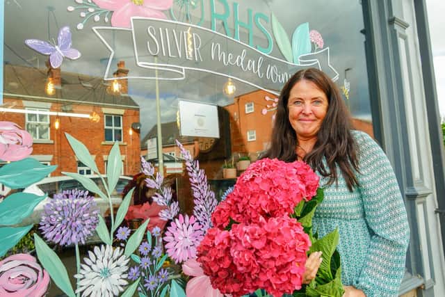 Sam Brailsford, outside her florists shop on Chatsworth Road. Her business won a silver medal at the Chelsea Flower Show earlier this year.