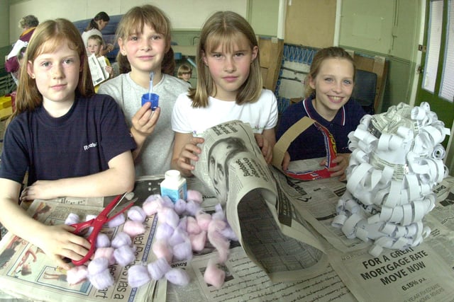 Taking part in a  Performing Arts Summer School at the Burton Street Project in August 2000 from left were Sian House,Jessica Bower, Fiona Lockley and Erica Wilkinson making props.