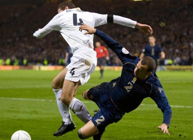 An unlikely and heroic qualification campaign came down to the final minutes, and this collision between Alan Hutton and Giorgio Chiellini which led to Italy's winner and progress from the group to Euro 2008.