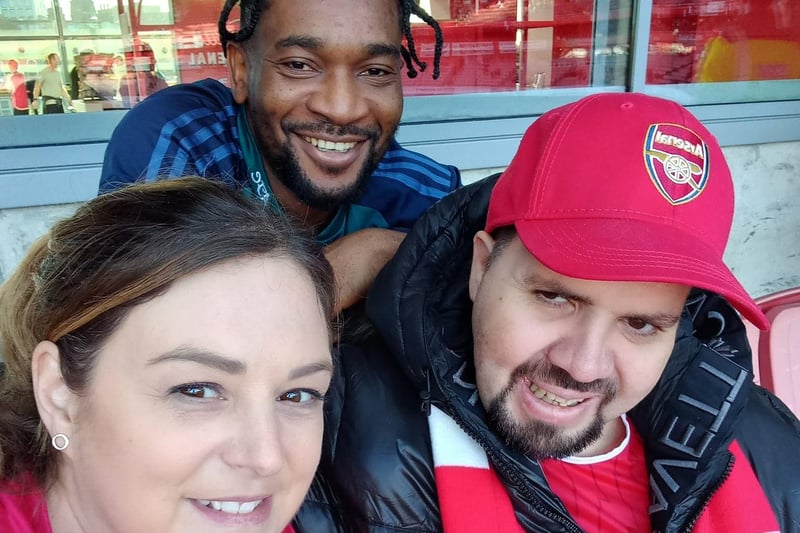 Neil was joined by two members of his care team on his special trip to Arsenal, Activities Co-ordinator Sarah Martin, and Senior Health Care Assistant Isaac Adebayo.