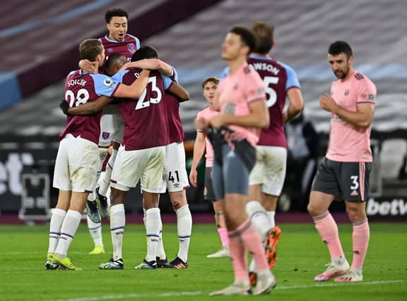 West Ham United's Issa Diop celebrates scoring their side's second goal of the game against Sheffield United: Justin Setterfield/PA Wire