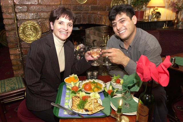 Alicia and Aziz Koluman, of the Red Hart Hotel, Blyth, with one of Aziz'z delicious Meditereanian curries pictured in 2001