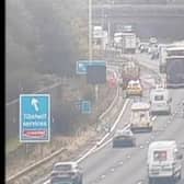 There are currently delays on the M1 southbound in Derbyshire after an earlier vehicle break down. Image: Highways England.