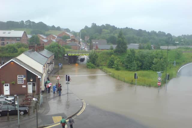 Flooding on Hady Hill, Chesterfield, on June 25, 2007. Photo by Dan Abel.
