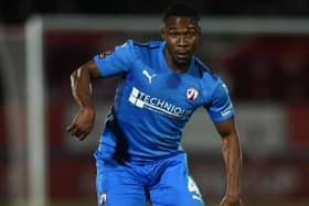 Manny Oyeleke pictured in action for Chesterfield.