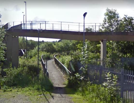 The footbridge at the bottom of Wharf Lane in Chesterfield. Picture from Google.