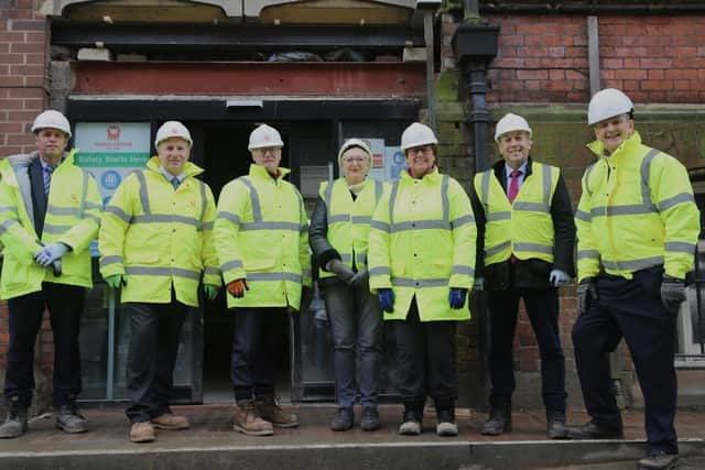 Representatives of Chesterfield Borough Council and G F Tomlinson at the site.