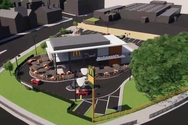 An artist's impression of the plans for a new Chesterfield McDonald's which were rejected by councillors last year.