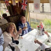 It was a right Royal occasion with red, white and blue bunting lining the gleaming 1930s Pullman-style carriages and Union flags decorating the tables. Picture: PAUL COOKSON