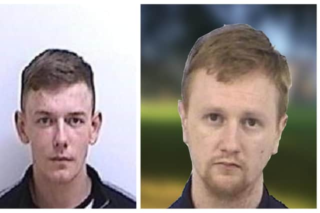Alex Higson, left, and Callum Oliver have absconded from Sudbury Prison.