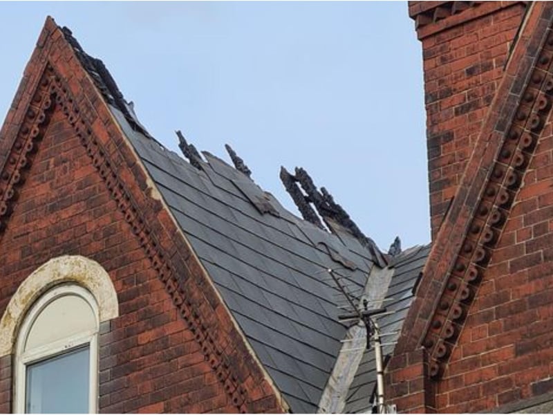 The house has been left open to the elements after flames destroyed the roof.