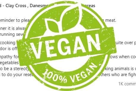 The post by a vegan runner has well over a thousand reactions on Facebook.
