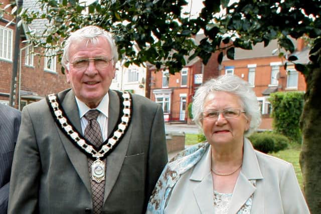 An archive photo of Ken Walker, then chairman of Bolsover Council and Freda Walker.