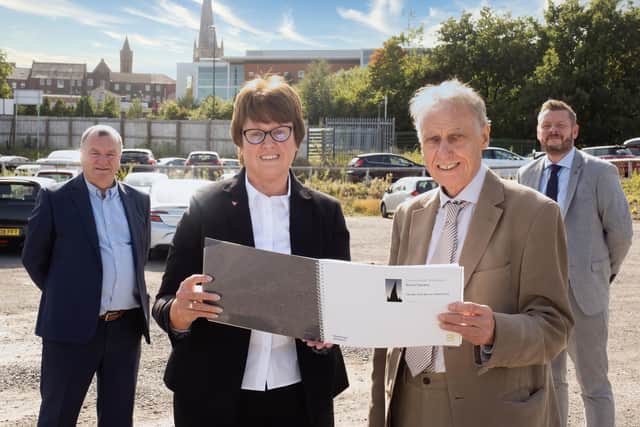 Left to right: Peter Swallow, managing director of Bolsterstone Group PLC, Councillors Tricia and Terry Gilby, of Chesterfield Borough Council, and Nick Shepherd, managing director of Britcon, which has been appointed as the main contractor to build the office building.